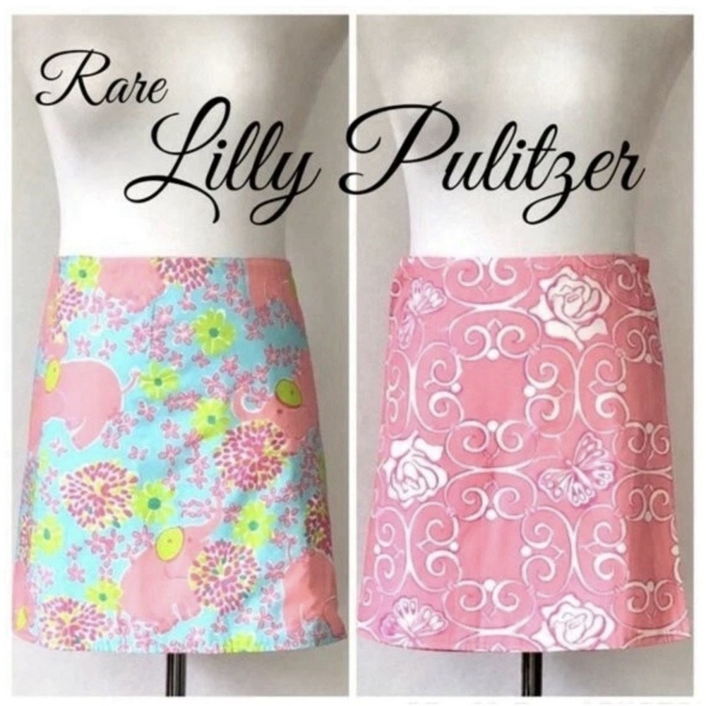 RARE Lilly Pulitzer Elefrance Reversible Skirt Size 10p